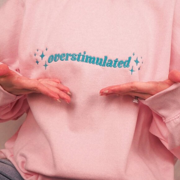 Overstimulated Crewneck Sweatshirt in Pink - Picture 4 of 5